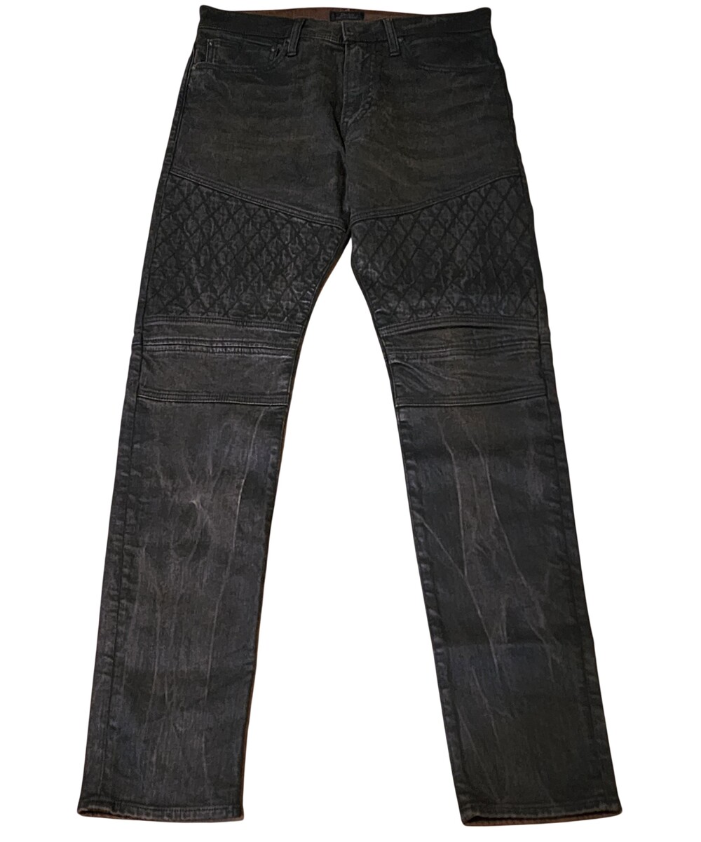 Polo Ralph Lauren Jeans Mens 32x34 Brown Eldridge Skinny Moto Biker Denim